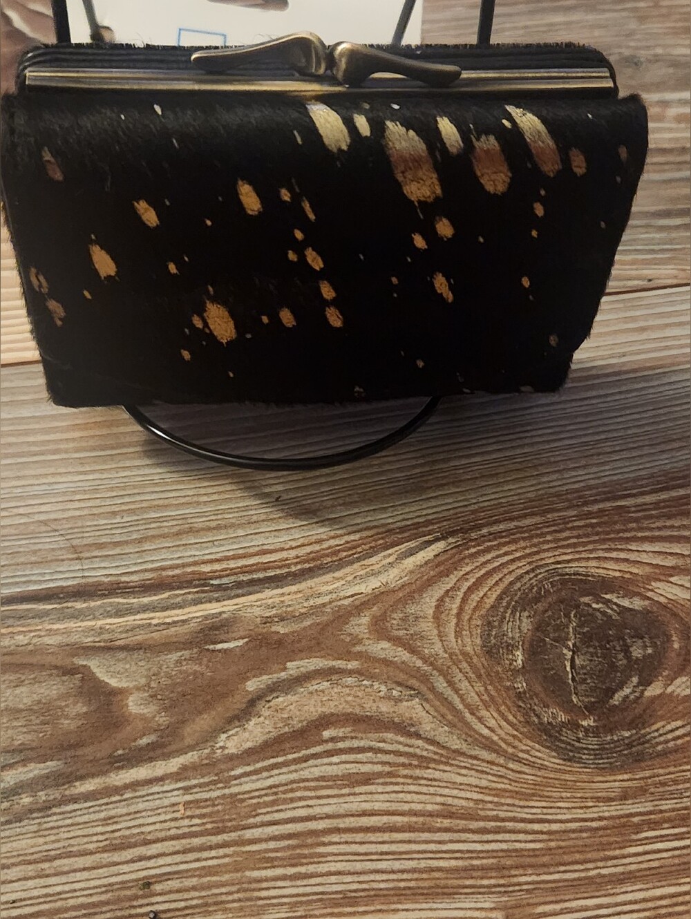 Black and Gold Speckled Leather Women's Wallet